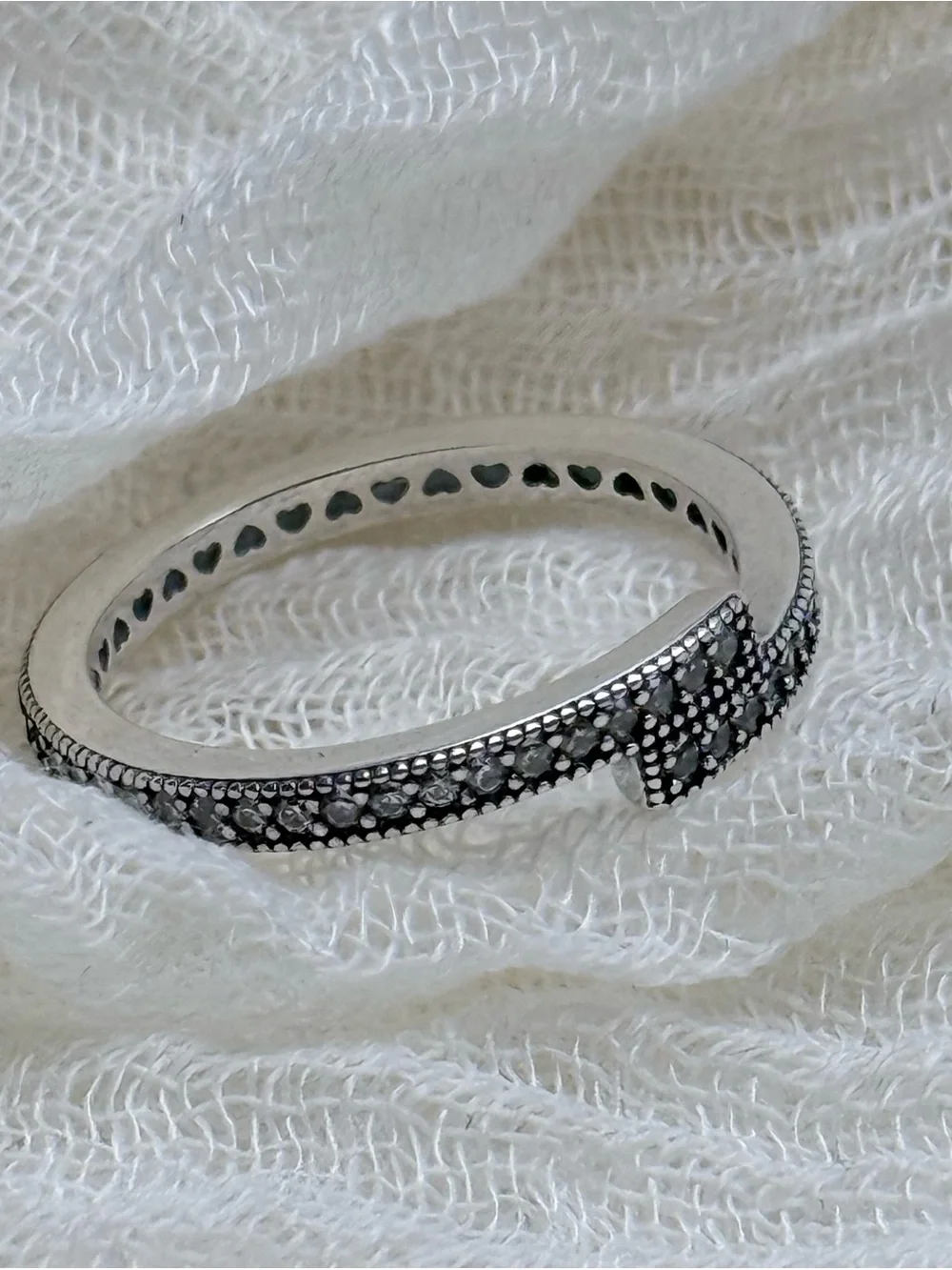 925 Sterling Silver Black Marcasite Pavé ring, Size 8